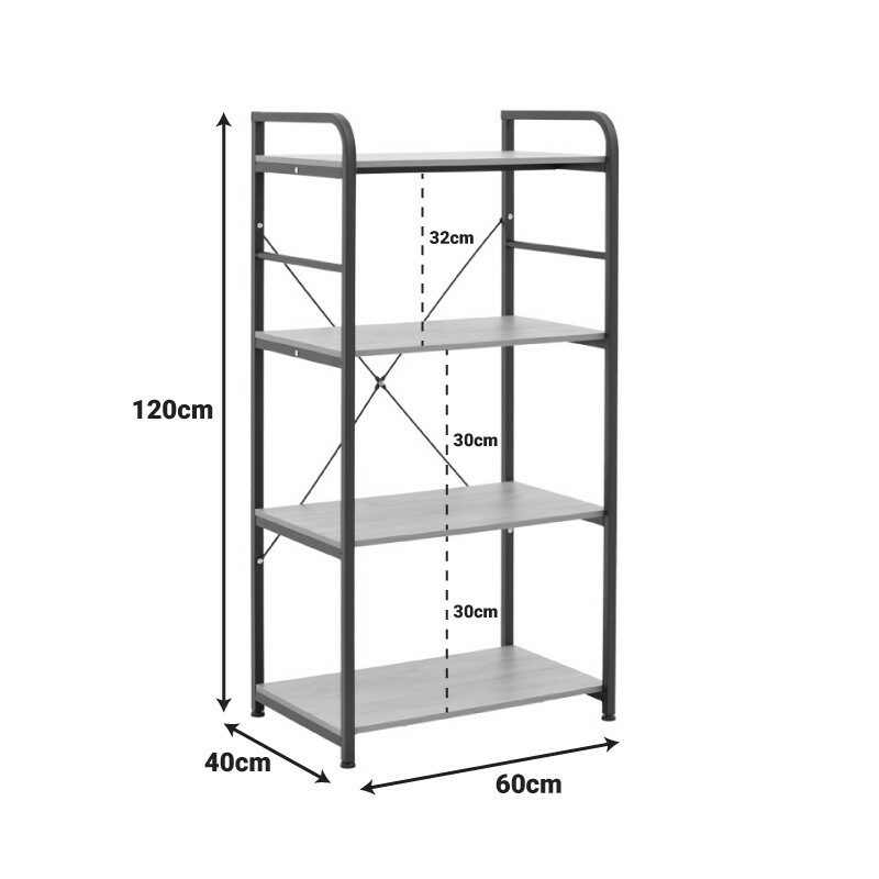 Ραφιέρα επιδαπέδια Depo μέταλλο μαύρο-mdf σε oak απόχρωση 60x40x120εκ