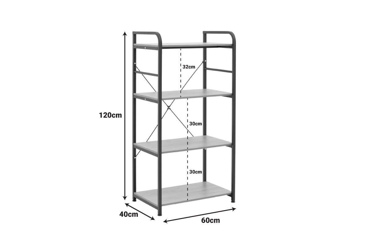 Ραφιέρα επιδαπέδια Depo μέταλλο μαύρο-mdf σε oak απόχρωση 60x40x120εκ - Image 6