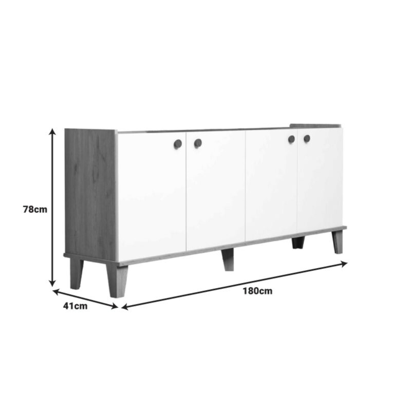 Μπουφές Lethak σε oak-λευκή απόχρωση 180x41x78εκ