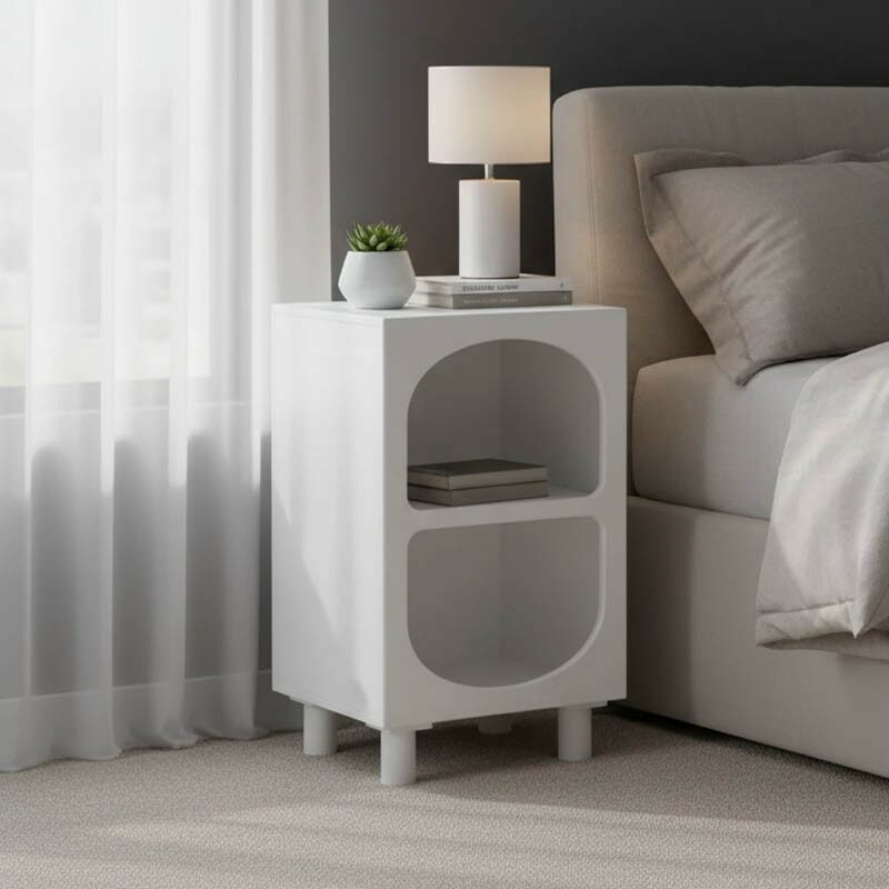 Κομοδίνο Emersi MDF σε λευκή απόχρωση 40x32x70εκ