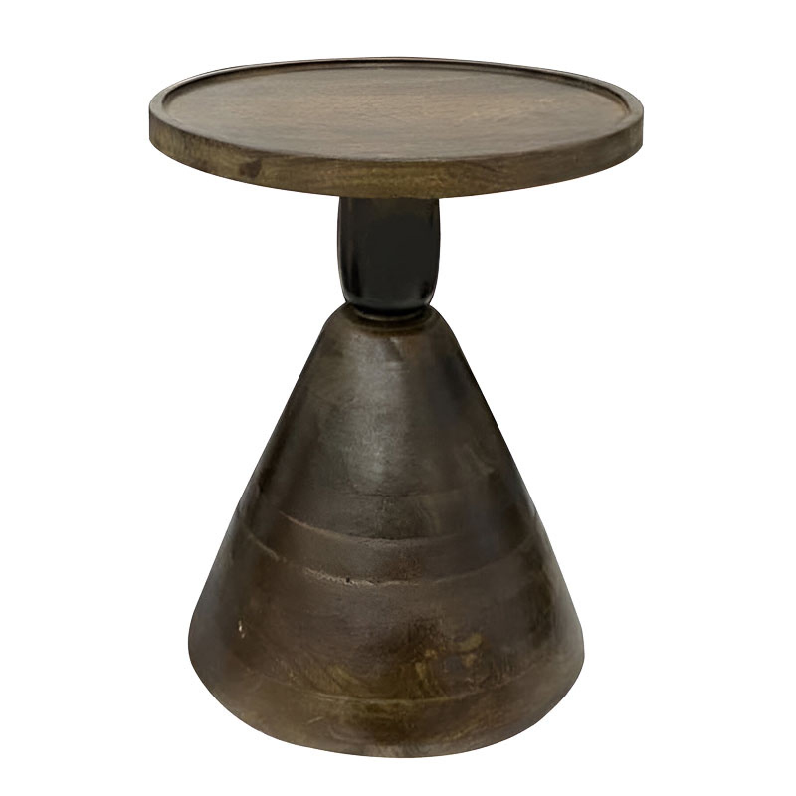 Βοηθητικό τραπέζι Spello Inart μασίφ mango ξύλο σε καρυδι απόχρωση Φ38x46εκ - Image 2