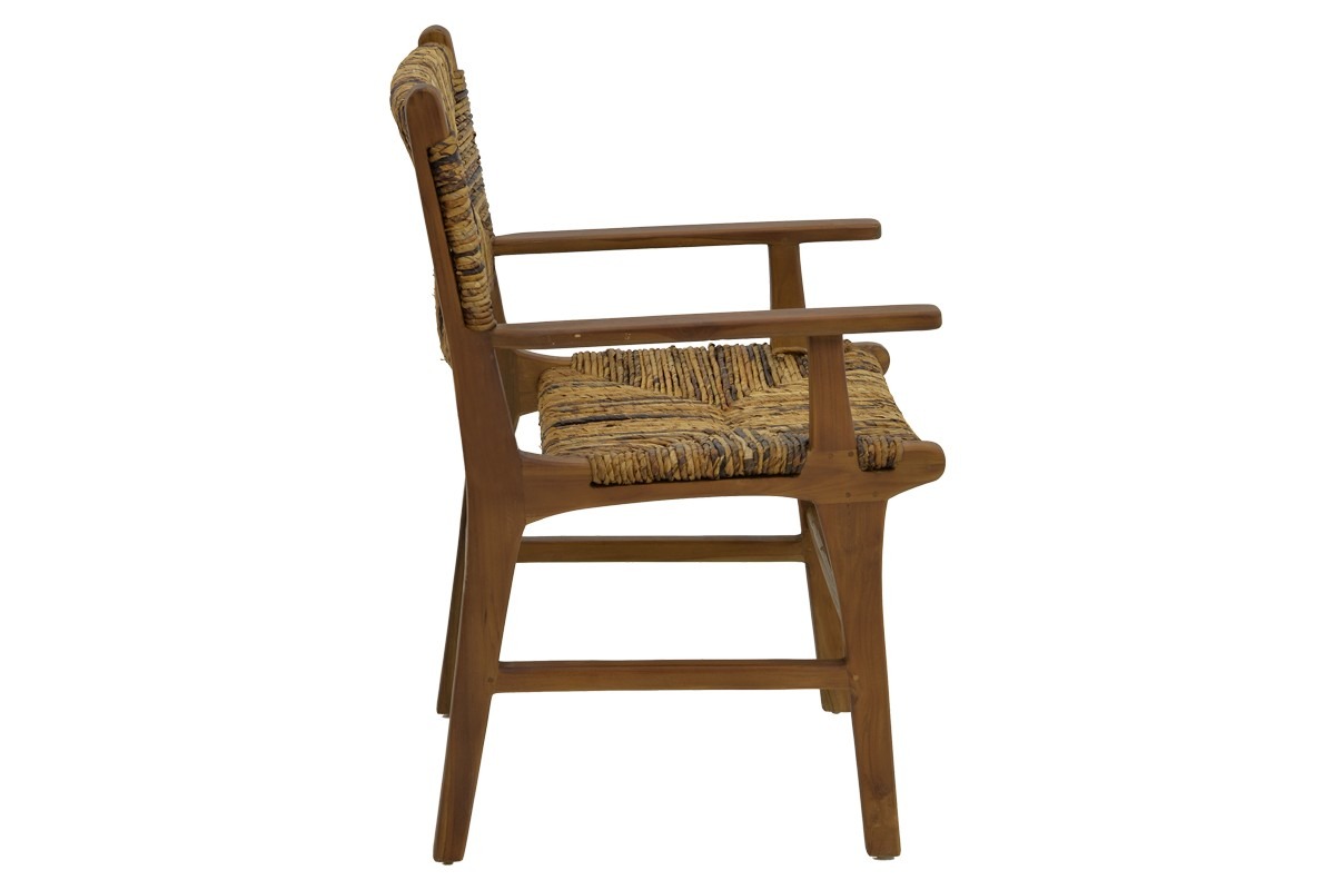 Πολυθρόνα Refane φυσικό teak ξύλο-banana σχοινί 55x60x85εκ - Image 4