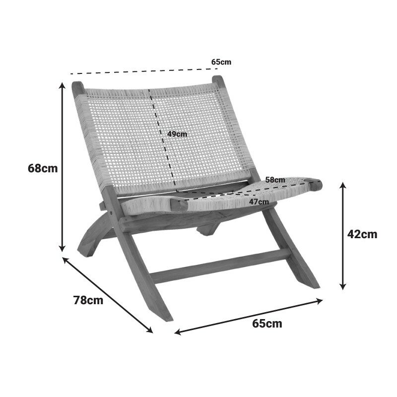 Πολυθρόνα Jerenze φυσικό teak ξύλο-φυσικό rattan 65x78x68εκ