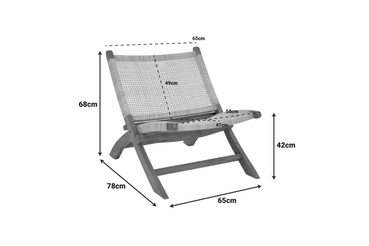 Πολυθρόνα Jerenze φυσικό teak ξύλο-φυσικό rattan 65x78x68εκ - Image 2