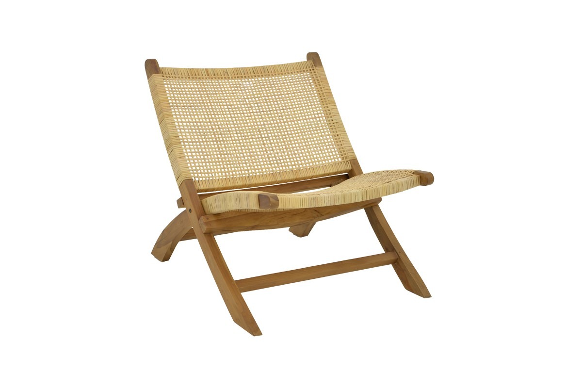 Πολυθρόνα Jerenze φυσικό teak ξύλο-φυσικό rattan 65x78x68εκ