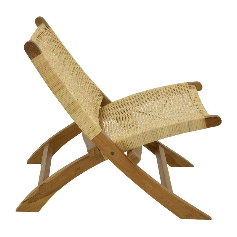Πολυθρόνα Jerenze φυσικό teak ξύλο-φυσικό rattan 65x78x68εκ