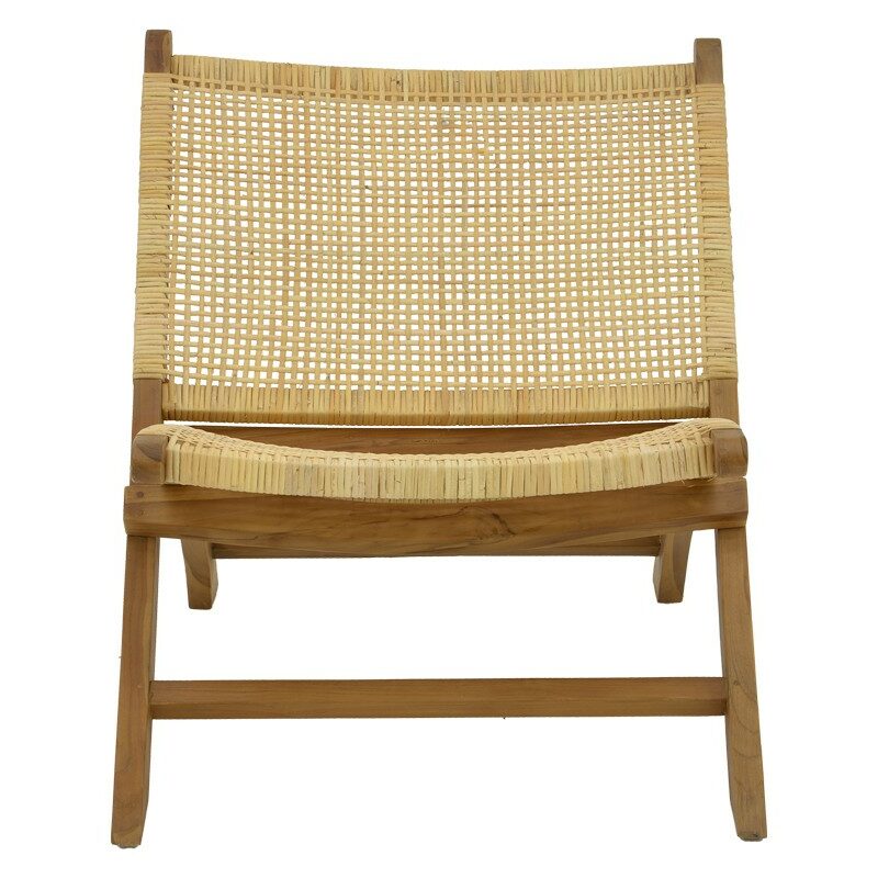 Πολυθρόνα Jerenze φυσικό teak ξύλο-φυσικό rattan 65x78x68εκ