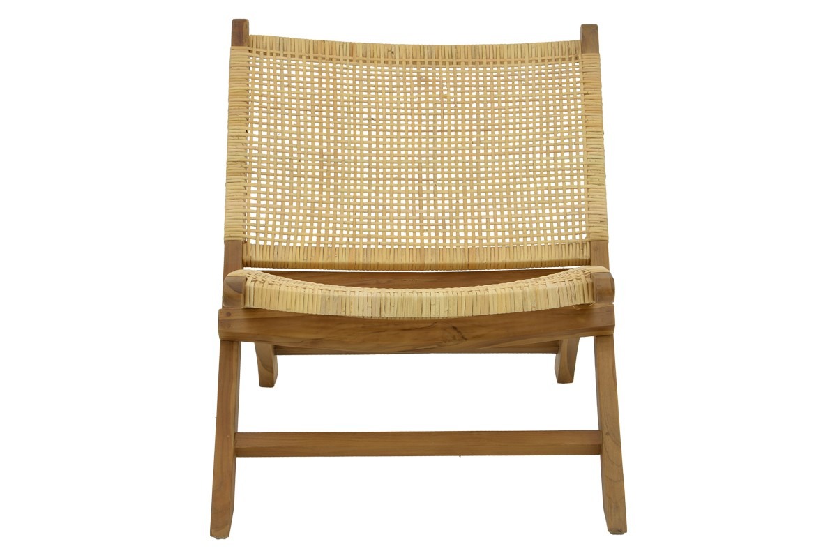 Πολυθρόνα Jerenze φυσικό teak ξύλο-φυσικό rattan 65x78x68εκ - Image 5