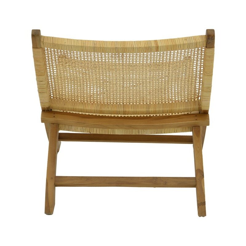Πολυθρόνα Jerenze φυσικό teak ξύλο-φυσικό rattan 65x78x68εκ