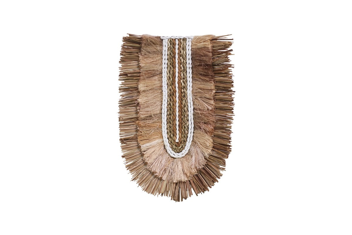 Διακοσμητικό τοίχου Earsy II Inart seagrass σε φυσικό χρώμα 38x30x8εκ