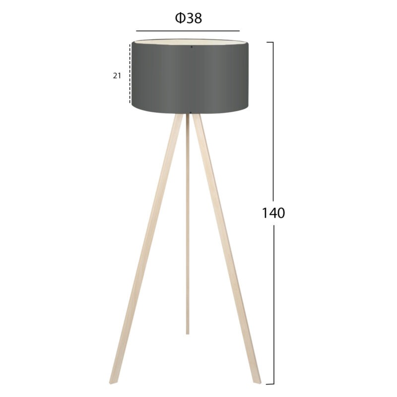 ΦΩΤΙΣΤΙΚΟ ΔΑΠΕΔΟΥ ΞΥΛΙΝΟ ΦΥΣΙΚΟ ΜΕ ΣΚΟΥΡΟ ΓΚΡΙ ΚΑΠΕΛΟ CRUZ Φ38x140 εκ.