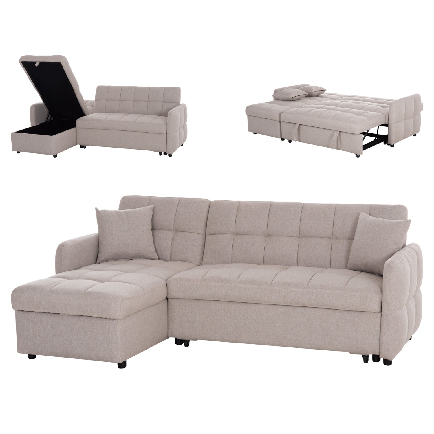 ΓΩΝΙΑΚΟΣ ΚΑΝΑΠΕΣ-ΚΡΕΒΑΤΙ ΑΝΑΣΤΡΕΨΙΜΟΣ NEZU ΜΠΕΖ ΥΦΑΣΜΑ 210x140x78Υεκ.