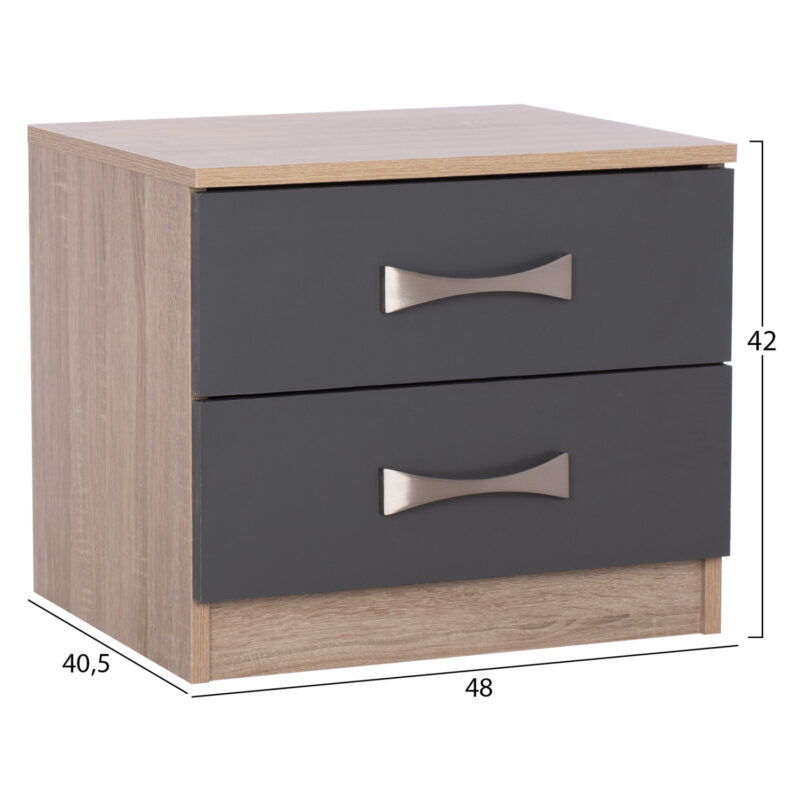 ΚΟΜΟΔΙΝΟ ΜΕΛΑΜΙΝΗΣ ME 2 ΣΥΡΤΑΡΙΑ & ΧΕΡΟΥΛΙΑ SONAMA-ΓΚΡΙ-ΙΝΟΧ 48x40,5x42Yεκ.ASHLYN