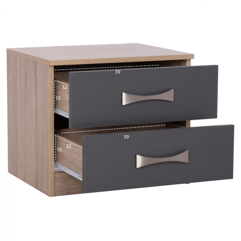 ΚΟΜΟΔΙΝΟ ΜΕΛΑΜΙΝΗΣ ME 2 ΣΥΡΤΑΡΙΑ & ΧΕΡΟΥΛΙΑ SONAMA-ΓΚΡΙ-ΙΝΟΧ 48x40,5x42Yεκ.ASHLYN