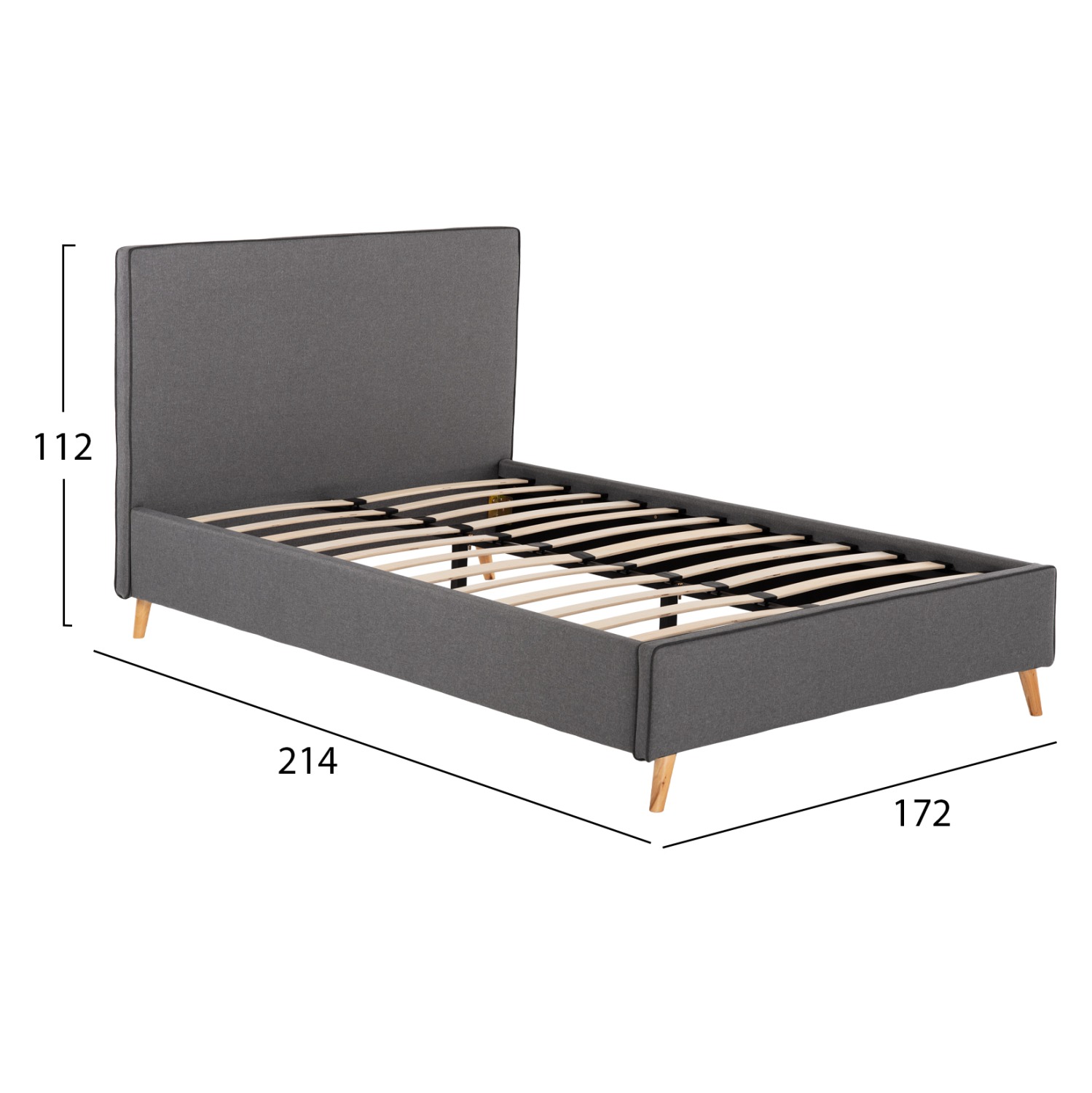 ΚΡΕΒΑΤΙ ΑΠΟ ΓΚΡΙ ΥΦΑΣΜΑ &ΣΚ. ΓΚΡΙ ΡΕΛΙ INDRA ΓΙΑ ΣΤΡΩΜΑ 160x200 EK. - Image 3