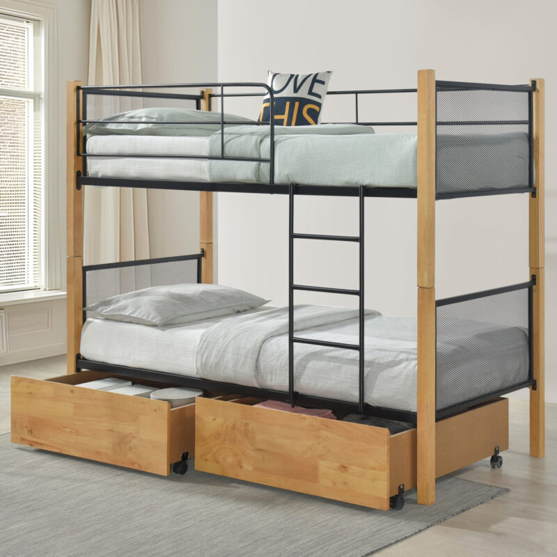 ΚΡΕΒΑΤΙ ΚΟΥΚΕΤΑ ΜΕ ΣΥΡΤΑΡΙΑ RAYVEN ΞΥΛΟ ΧΡΩΜΑ ΟΞΙΑ-ΜΕΤΑΛΛΟ--ΓΙΑ 90x190εκ