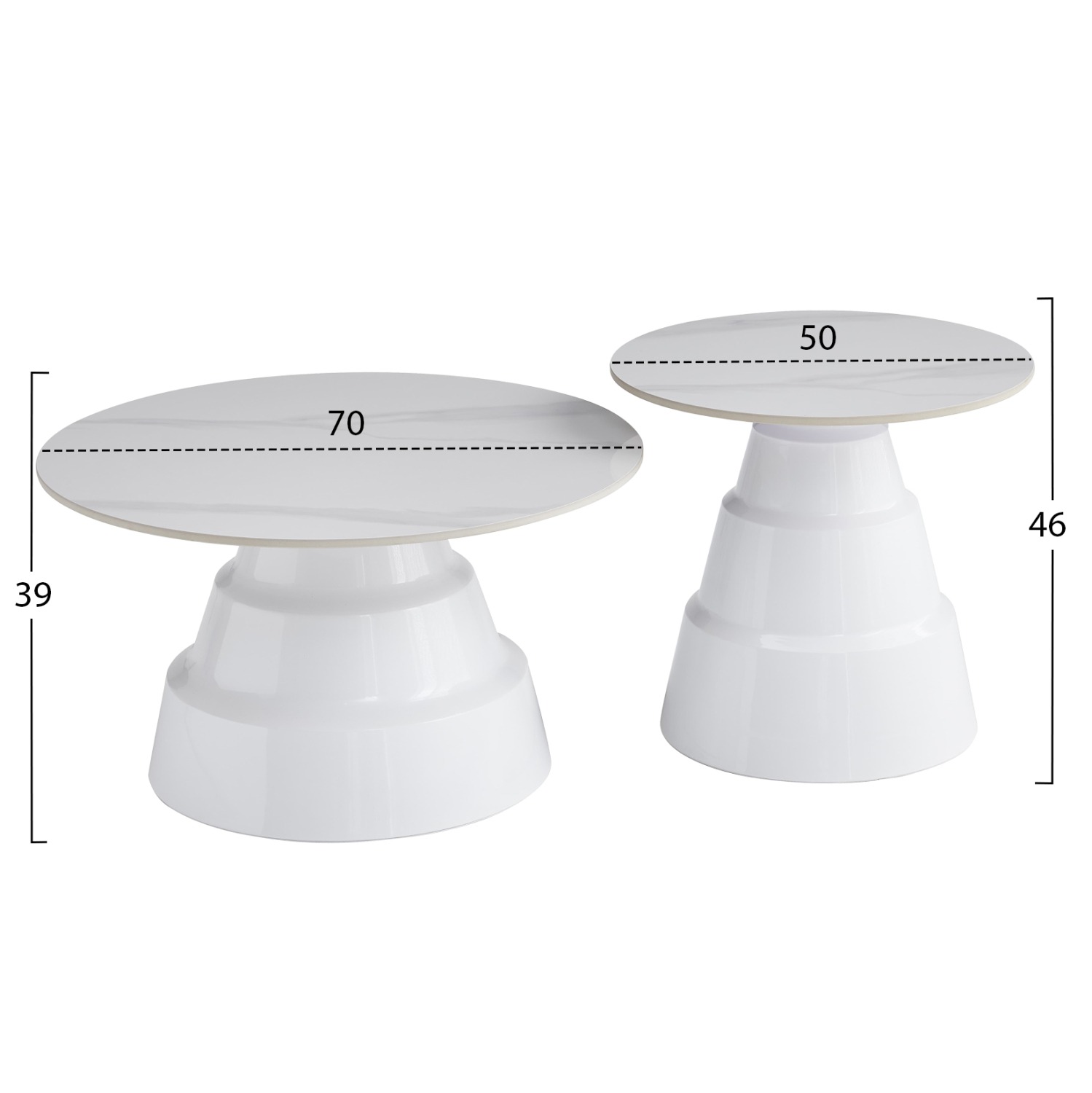 ΣΕΤ 2 ΤΡΑΠΕΖΙΑ ΣΑΛΟΝΙΟΥ LIDOX SINTERED STONE TOPS KAI ΒΑΣΕΙΣ--ΛΕΥΚΑ Φ50 & Φ70 - Image 2