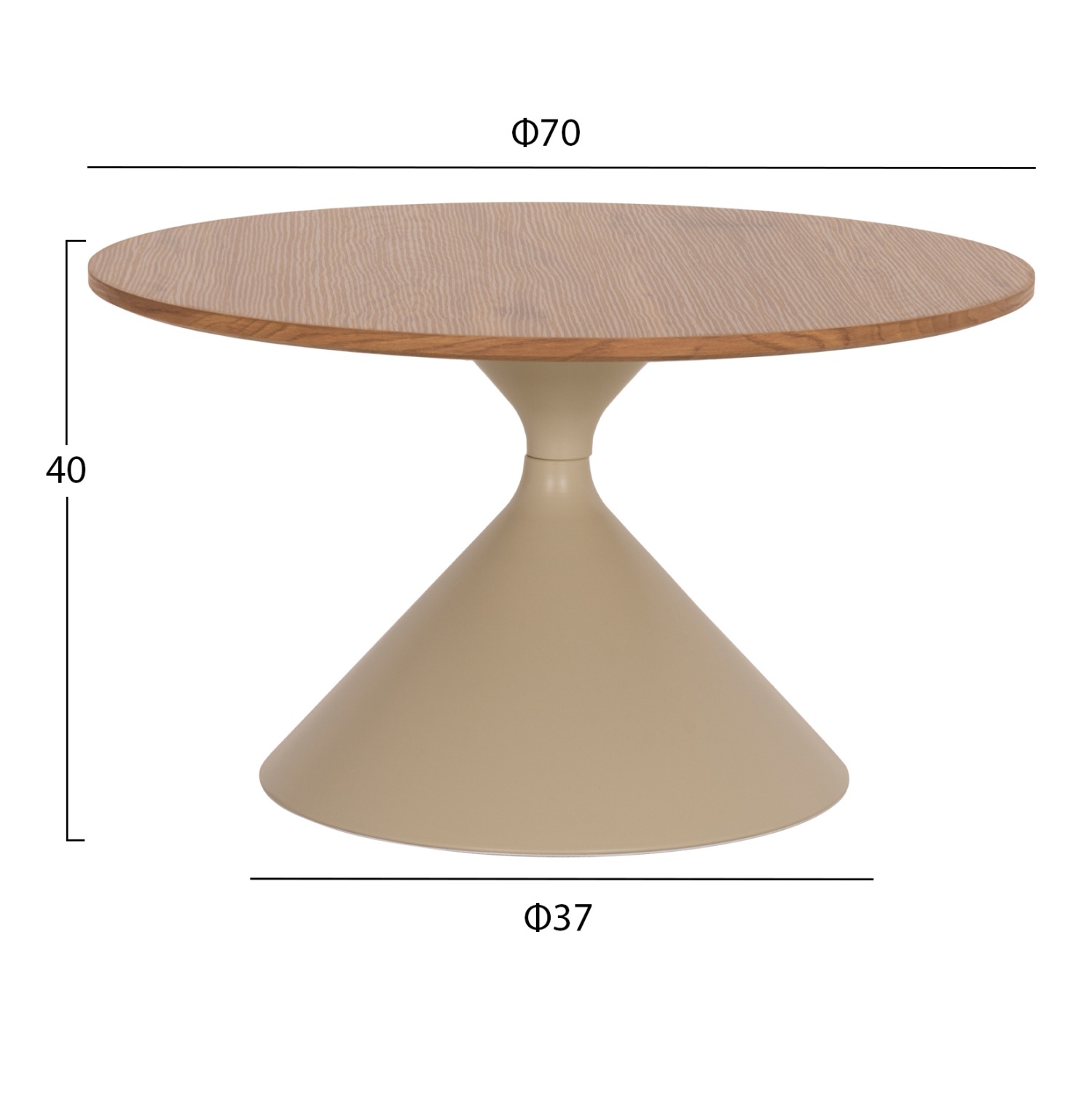 ΣΕΤ 2 ΤΡΑΠΕΖΙΑ ΣΑΛΟΝΙΟΥ JENNEL(X) ΜΕΤΑΛΛΟ ΣΑΜΠΑΝΙ--MDF ΣΕ ΦΥΣΙΚΟ Φ50εκ & Φ70εκ - Image 2