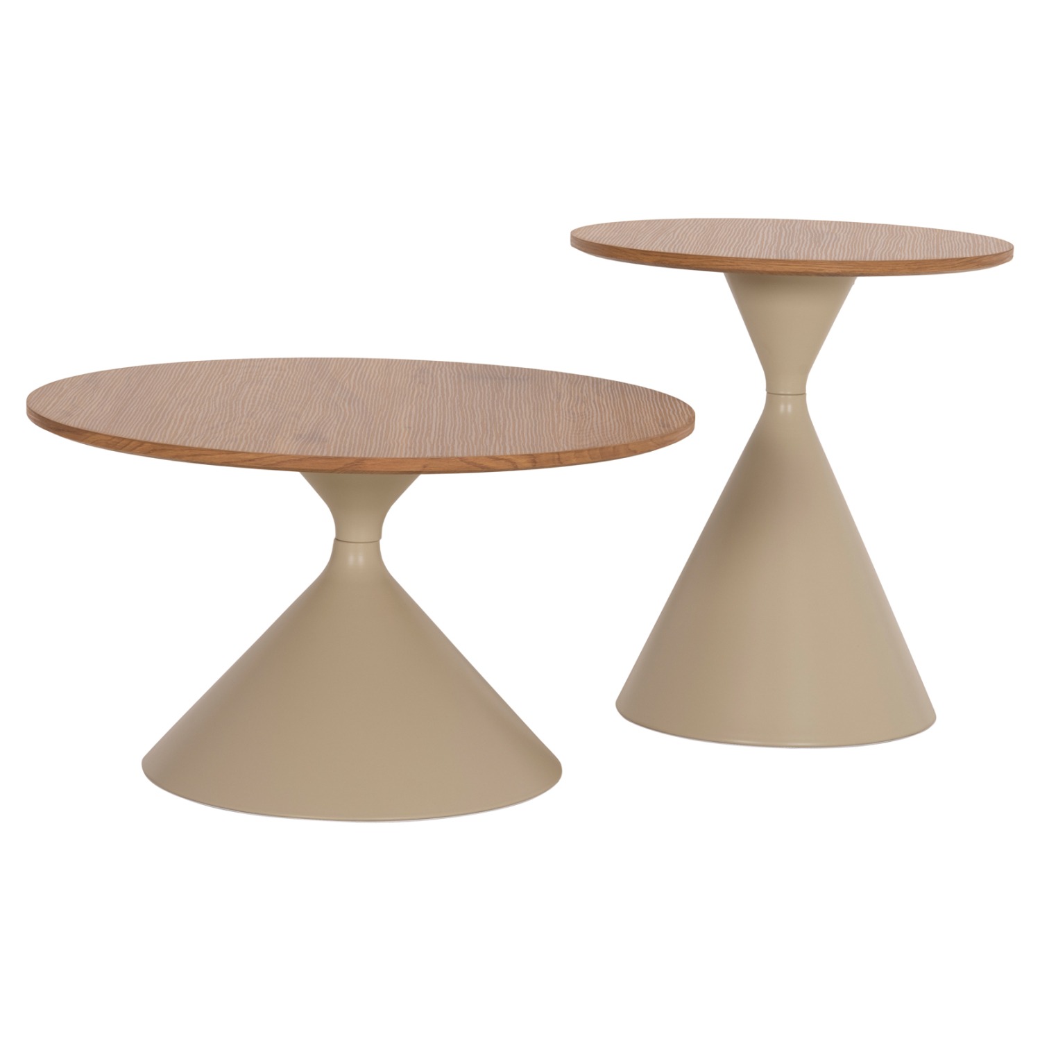 ΣΕΤ 2 ΤΡΑΠΕΖΙΑ ΣΑΛΟΝΙΟΥ JENNEL(X) ΜΕΤΑΛΛΟ ΣΑΜΠΑΝΙ--MDF ΣΕ ΦΥΣΙΚΟ Φ50εκ & Φ70εκ - Image 4