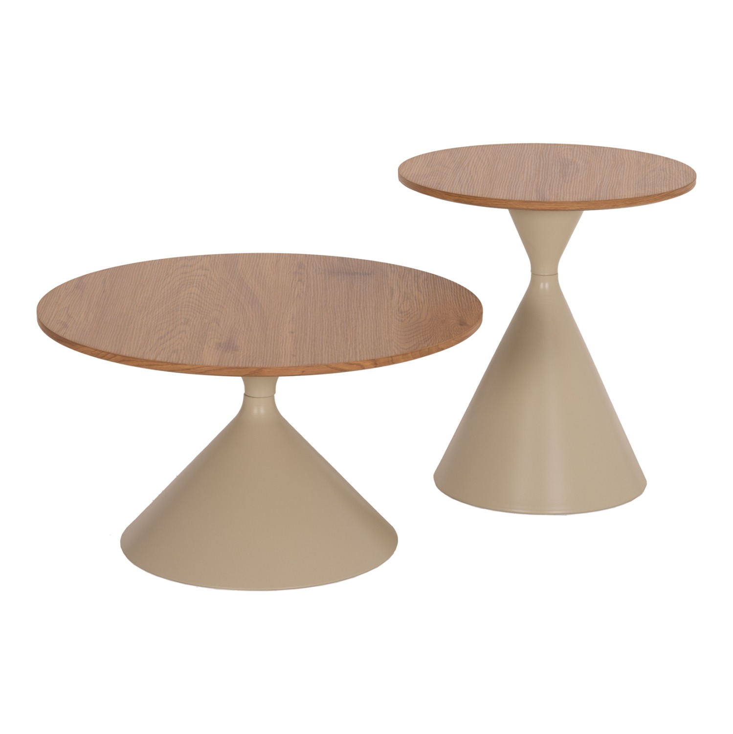 ΣΕΤ 2 ΤΡΑΠΕΖΙΑ ΣΑΛΟΝΙΟΥ JENNEL(X) ΜΕΤΑΛΛΟ ΣΑΜΠΑΝΙ--MDF ΣΕ ΦΥΣΙΚΟ Φ50εκ & Φ70εκ