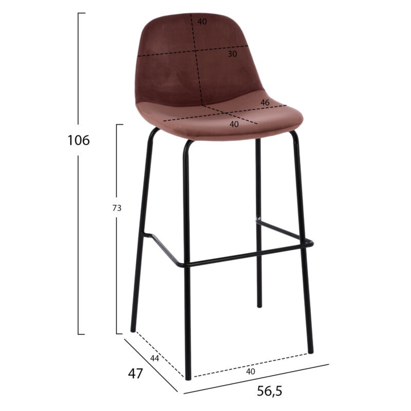 ΣΚΑΜΠΟ ΒΕΛΟΥΔΟ ΣΑΠΙΟ ΜΗΛΟ ΚΑΙ ΜΕΤΑΛΛΙΚΟ ΣΚΕΛΕΤΟ VINCENT 56,5Χ47Χ106 εκ.