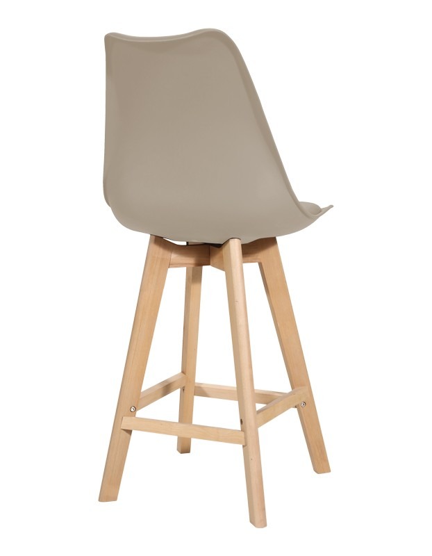 Σκαμπό μπαρ Gastonpp-pu σε cappuccino απόχρωση και ξύλινο πόδι 49x56x112εκ