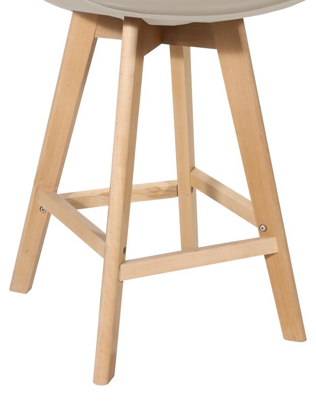 Σκαμπό μπαρ Gastonpp-pu σε cappuccino απόχρωση και ξύλινο πόδι 49x56x112εκ