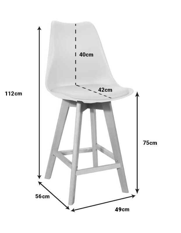 Σκαμπό μπαρ Gastonpp-pu σε cappuccino απόχρωση και ξύλινο πόδι 49x56x112εκ