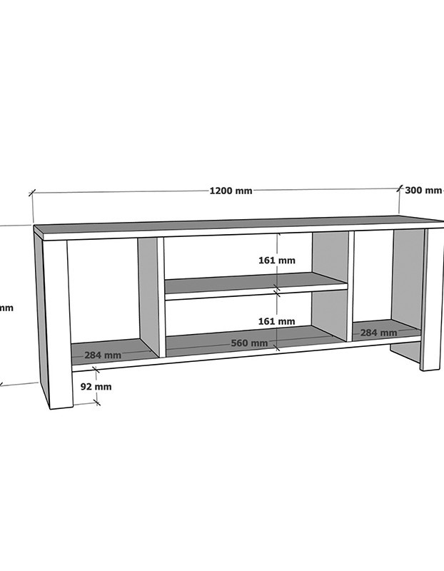 Έπιπλο τηλεόρασης Seref σε λευκή απόχρωση 120x30x47εκ