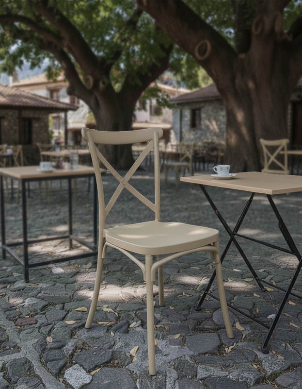 Καρέκλα Crossie στοιβαζόμενη pp σε απόχρωση cappucino 38x46.5x82εκ