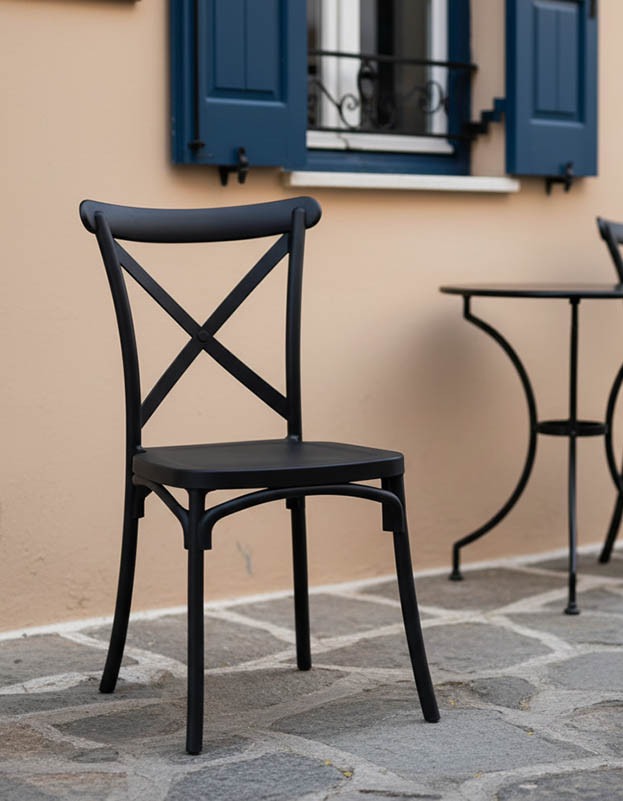 Καρέκλα Crossie pakoworld στοιβαζόμενη pp σε ανθρακί απόχρωση 38x46.5x82εκ - Image 2