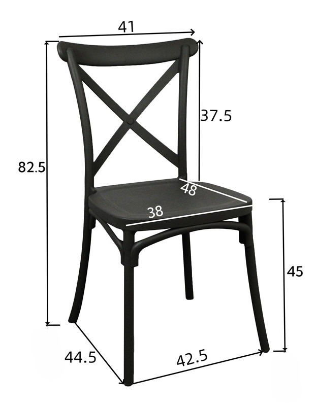 Καρέκλα Crossie pakoworld στοιβαζόμενη pp σε ανθρακί απόχρωση 38x46.5x82εκ - Image 9