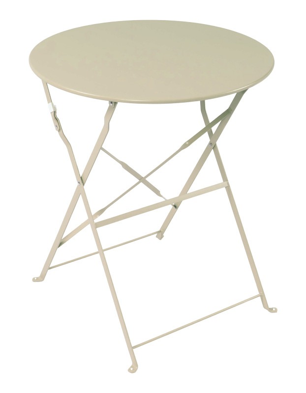 Τραπεζαρία Bistro σετ 3τεμ μεταλλική αναδιπλούμενη σε μπεζ απόχρωση Φ60x71εκ