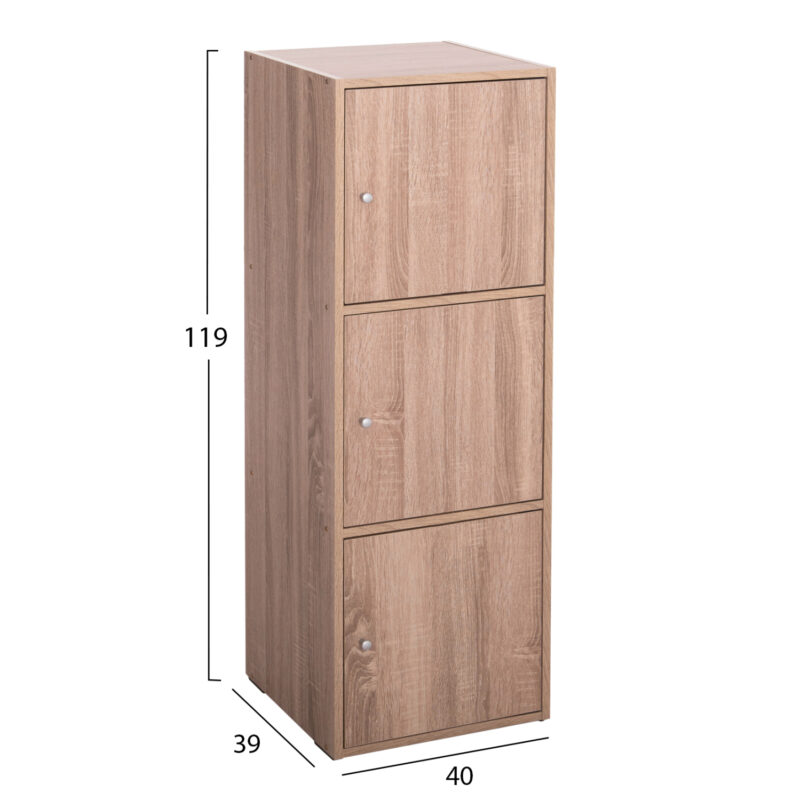 ΝΤΟΥΛΑΠΙ ΜΕ 3 ΑΠΟΘ. ΧΩΡΟΥΣ SORIANO SONAMA OAK ΜΕΛΑΜΙΝΗ 40x39x119Υεκ.