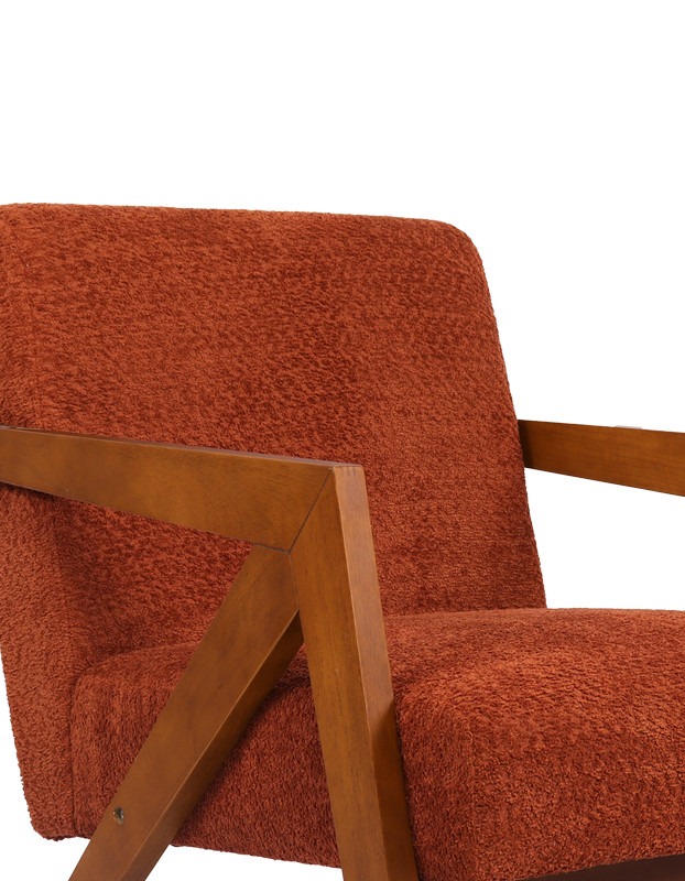 Πολυθρόνα Garifa terracotta ύφασμα με πόδι σε καρυδί απόχρωση 79x75x75εκ - Image 6