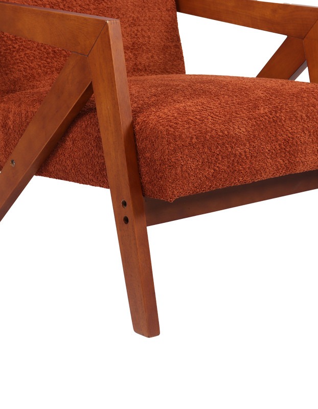 Πολυθρόνα Garifa terracotta ύφασμα με πόδι σε καρυδί απόχρωση 79x75x75εκ - Image 7