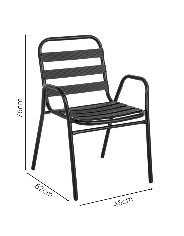 Tραπεζαρία Sussie-Vergo Ι σετ 3τεμ μαύρο μέταλλο-αλουμίνιο Φ60x70εκ