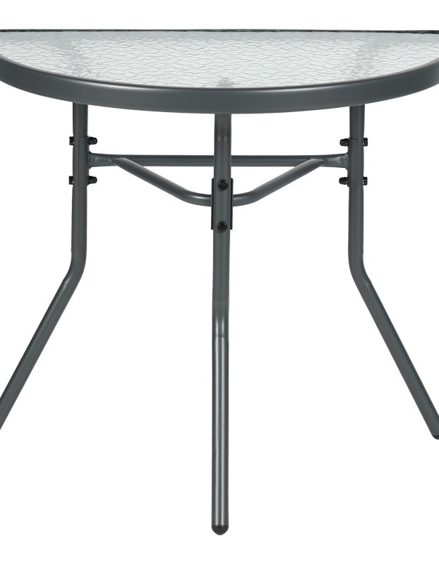 Τραπέζι ημικυκλικό Bion γυαλί-μέταλλο σε ανθρακί απόχρωση 70x40x65εκ