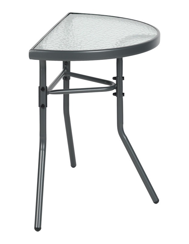 Τραπέζι ημικυκλικό Bion γυαλί-μέταλλο σε ανθρακί απόχρωση 70x40x65εκ