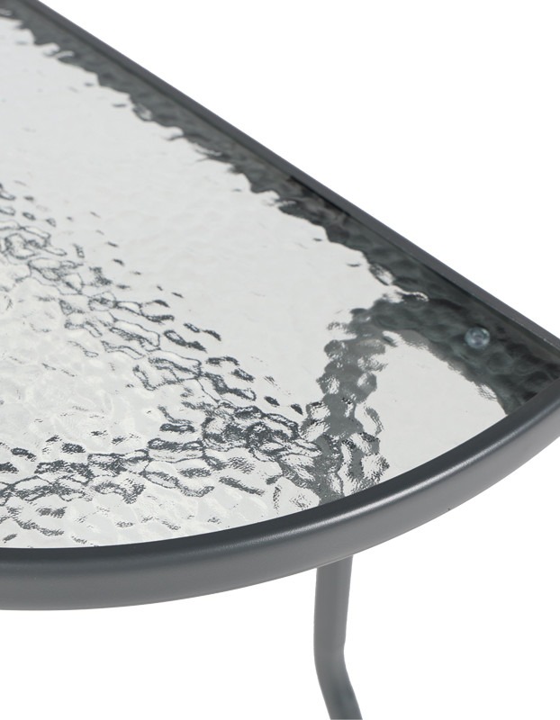 Τραπέζι ημικυκλικό Bion γυαλί-μέταλλο σε ανθρακί απόχρωση 70x40x65εκ