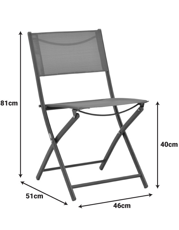 Καρέκλα Jeve πτυσσόμενη μέταλλο ανθρακί με σαμπανιζέ textilene 46x51x81εκ