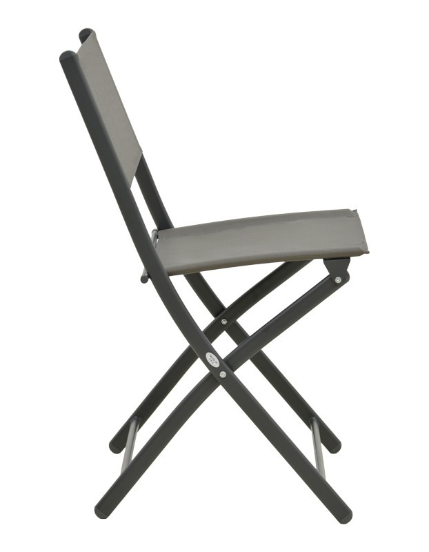 Καρέκλα Jeve πτυσσόμενη μέταλλο ανθρακί με σαμπανιζέ textilene 46x51x81εκ