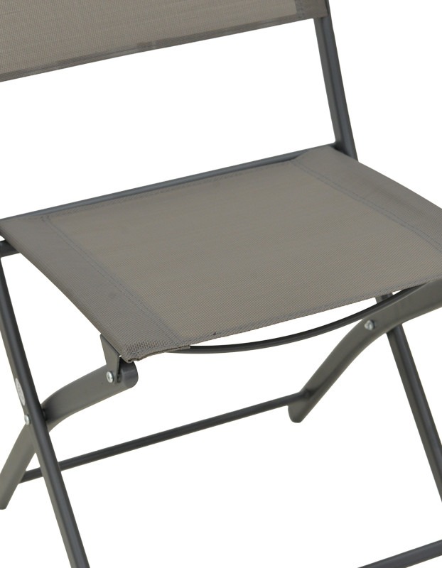 Καρέκλα Jeve πτυσσόμενη μέταλλο ανθρακί με σαμπανιζέ textilene 46x51x81εκ