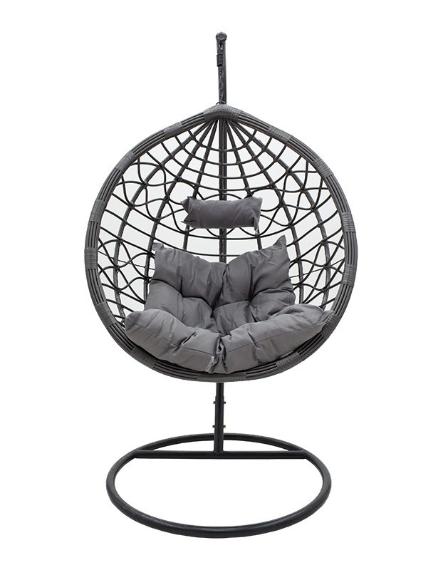 Κούνια Hudson κρεμαστή μέταλλο-pp-μαξιλάρι γκρι 109x119x195εκ