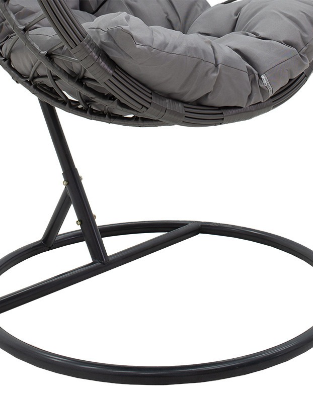 Κούνια Hudson κρεμαστή μέταλλο-pp-μαξιλάρι γκρι 109x119x195εκ