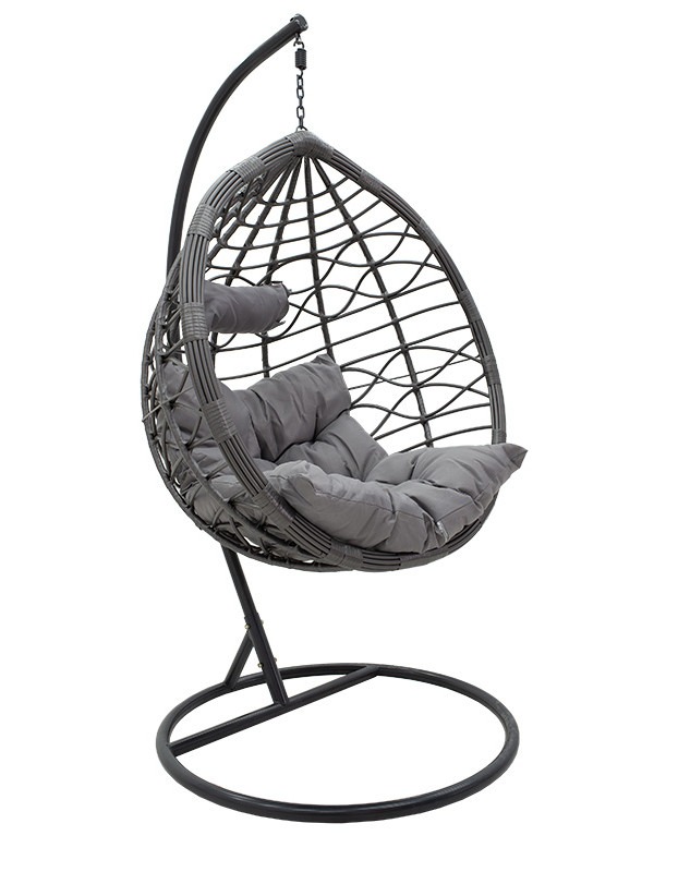 Κούνια Hudson κρεμαστή μέταλλο-pp-μαξιλάρι γκρι 109x119x195εκ