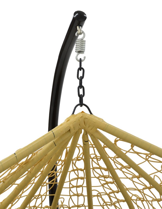 Κούνια Zafer κρεμαστή pp σε φυσικό χρώμα και μαύρο μέταλλο 106x103x200εκ