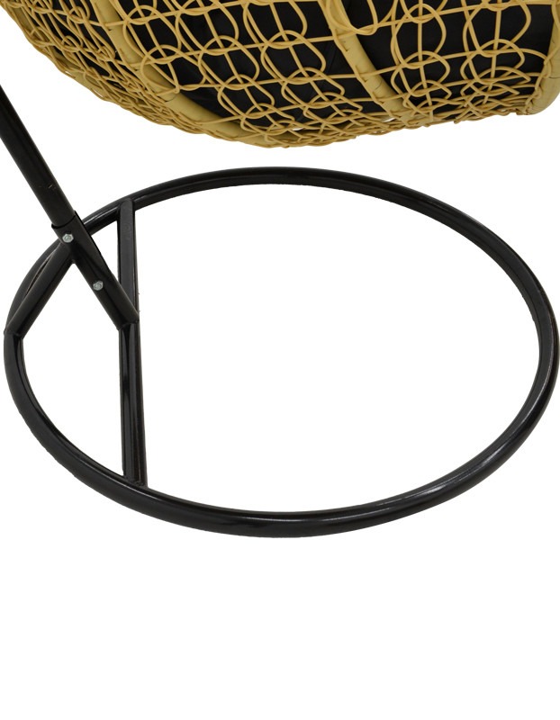 Κούνια Zafer κρεμαστή pp σε φυσικό χρώμα και μαύρο μέταλλο 106x103x200εκ