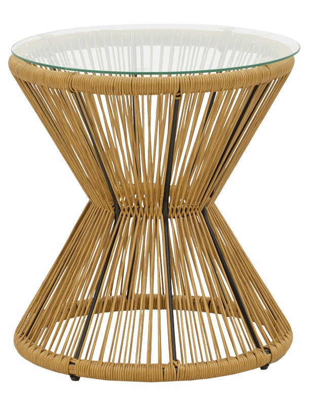 Σαλόνι Naoki-Mabil σετ 3τεμ pe rattan σε φυσική απόχρωση με μαύρο μέταλλο