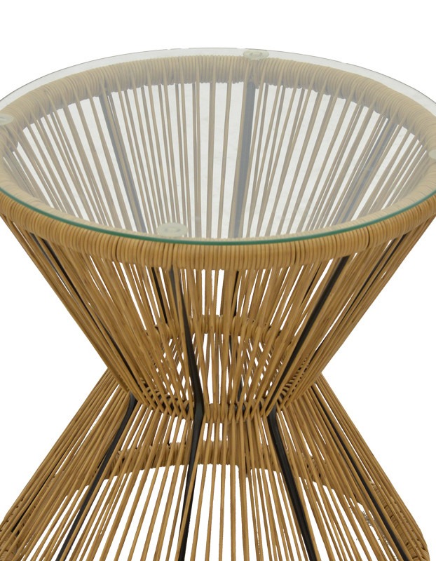 Σαλόνι Naoki-Mabil σετ 3τεμ pe rattan σε φυσική απόχρωση με μαύρο μέταλλο